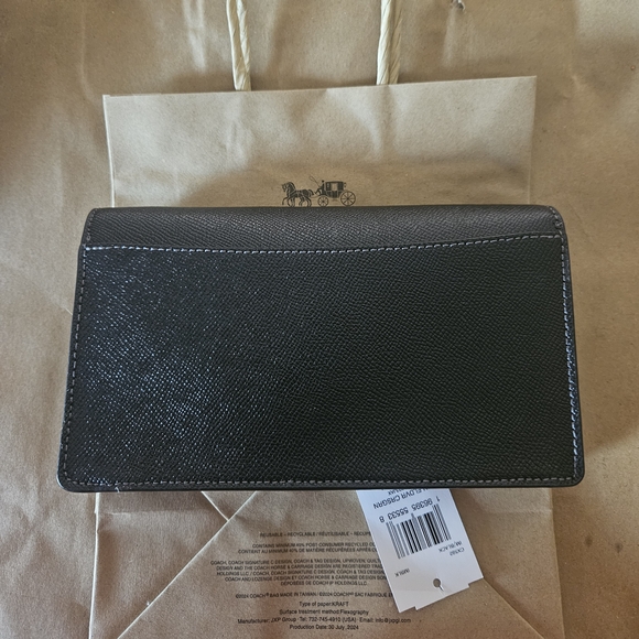 NWT Coach Women's Anna Foldover Clutch Crossbody Bag Gold/Black CX592 - Picture 2 of 5